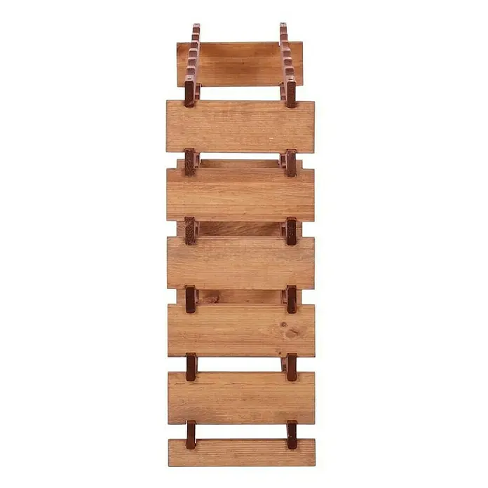 Proregal Flaschenregal Weinregal VINOTECA FLEX PRO für 36 Flaschen - L x B x H: 28 x 65 x 79 cm, Holz, Anzahl Böden: 6 Stk. - Nahaufnahme eines Weinflaschenhalters aus Holz, der die rustikale Eleganz und praktische Lagerung hervorhebt.