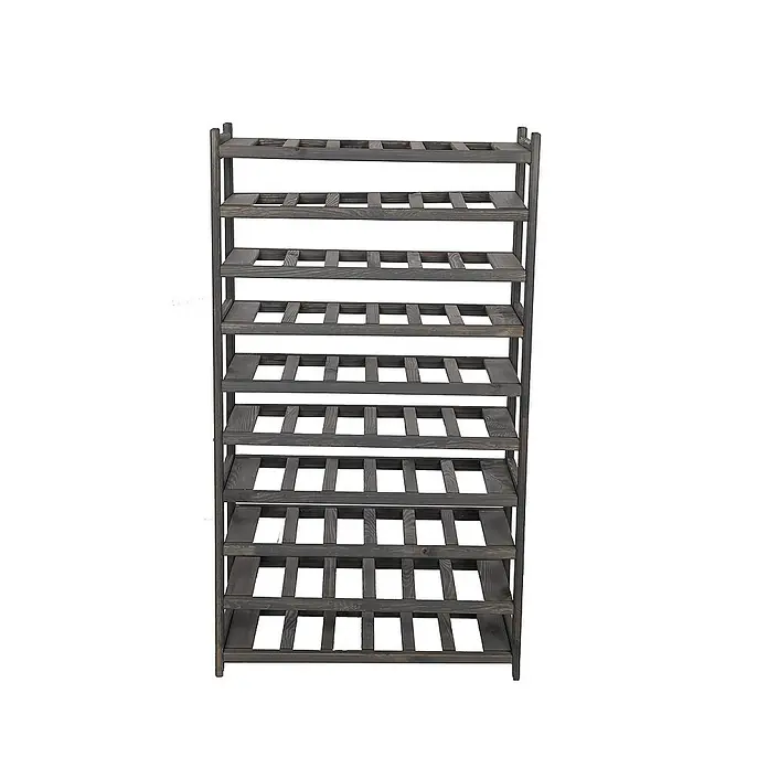Proregal Flaschenregal Weinregal SPREEWALD für 60 Flaschen - L x B x H: 33 x 70 x 124 cm, Holz, Anzahl Böden: 10 Stk. - Graues, hölzernes Weinregal mit zehn Regalen. Es bietet stilvollen Stauraum für viele Weinflaschen und ist ein Blickfang.