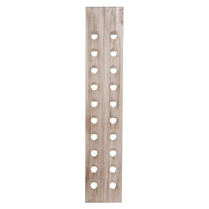 Berlinlodge Flaschenregal Rüttelbrett Weinregal für 20 Flaschen - Holz - Holz-Weinregal für die Wandmontage. Das Regal ist aus Holz gefertigt und hat eine helle, leicht verwaschene Optik mit Platz für zwölf Flaschen.