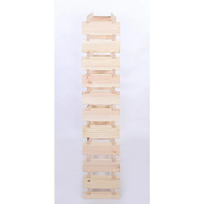 Proregal Flaschenregal Weinregal VINOTECA FLEX PRO für 132 Flaschen - L x B x H: 28 x 123 x 149 cm, Holz, Anzahl Böden: 11 Stk. - Dieses Bild zeigt ein Regal aus hellem Holz, das aus mehreren übereinander gestapelten Holzplatten besteht. Das Regal hat ein schlichtes, modernes Design.
