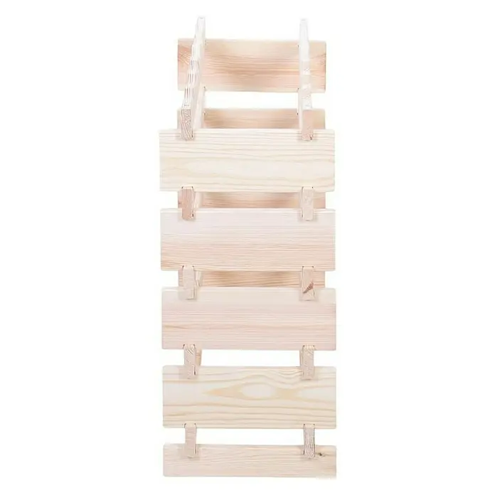 Proregal Flaschenregal Weinregal VINOTECA FLEX PRO für 30 Flaschen - L x B x H: 28 x 65 x 65 cm, Holz, Anzahl Böden: 5 Stk. - Dieses Bild zeigt einen hellen, unbehandelten Holzweinständer, der ideal zur Lagerung und Präsentation Ihrer Lieblingsweine ist.