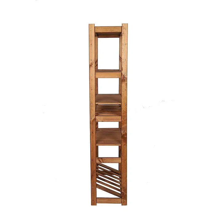 Proregal Flaschenregal & Weinregal SPREEWALD für 6 Flaschen - L x B x H: 33 x 70 x 163 cm, Holz - Holzregal mit mehreren Fächern und schrägem Design, ideal für Pflanzen oder dekorative Gegenstände. Robust und stilvoll.