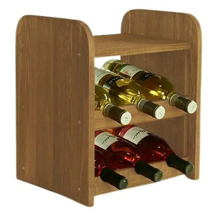 Proregal Flaschenregal Weinregal PINOTWINE C für 6 Flaschen - Holz - Holzweinregal mit zwei Regalen, gefüllt mit Wein, für eine stilvolle Weinaufbewahrung und Präsentation.