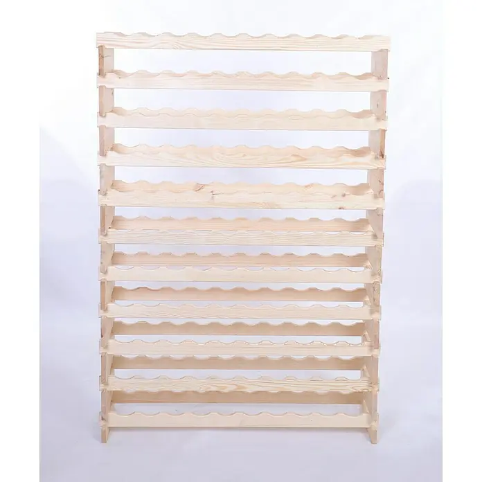Proregal Flaschenregal Weinregal VINOTECA FLEX PRO für 110 Flaschen - L x B x H: 28 x 103 x 149 cm, Holz - Ein unmontierter, heller, hölzerner Weinflaschenständer mit mehreren Reihen zur Lagerung von Flaschen.