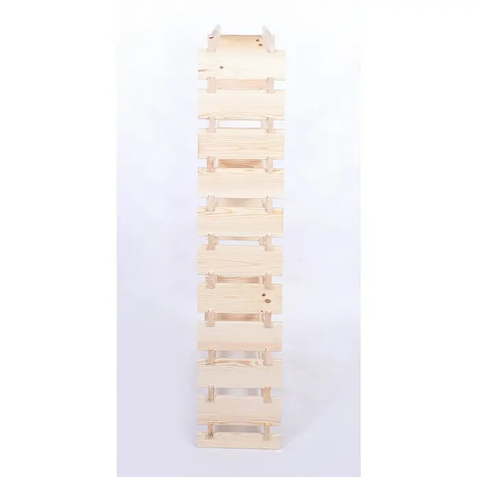 Proregal Flaschenregal Weinregal VINOTECA FLEX PRO für 110 Flaschen - L x B x H: 28 x 103 x 149 cm, Holz - Produktaufnahme eines Holzschuhregals mit mehreren Ablageflächen, ideal für die Aufbewahrung von Schuhen in Flur oder Garderobe.