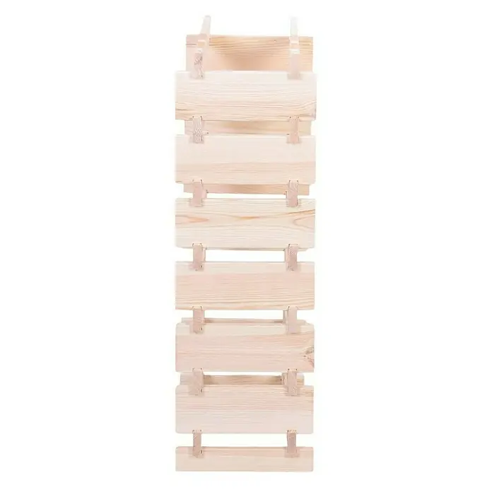 Proregal Flaschenregal Weinregal VINOTECA FLEX PRO für 28 Flaschen - L x B x H: 28 x 46 x 93 cm, Holz, Anzahl Böden: 7 Stk. - Das Bild zeigt einen hölzernen Flaschenträger mit mehreren Fächern für den Transport und die Lagerung von Flaschen, ideal für Wein oder andere Getränke.