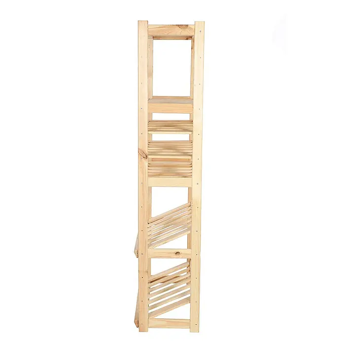 Proregal Flaschenregal & Weinregal SPREEWALD für 18 Flaschen - L x B x H: 33 x 70 x 163 cm, Holz - Ein unbehandeltes Holzregal mit verschiedenen Ebenen, ideal für die Präsentation von Pflanzen oder Dekorationsgegenständen. Das Regal ist schmal und hoch.
