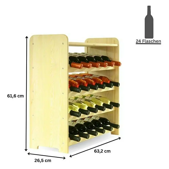 Proregal Flaschenregal Weinregal PINOTWINE C für 24 Flaschen - Holz - Weinregal aus Holz für 24 Flaschen mit Maßangaben.