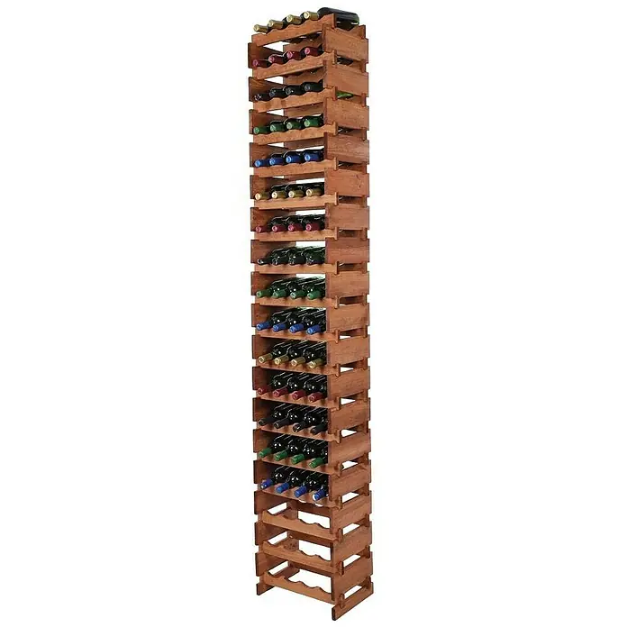Proregal Flaschenregal Weinregal VINOTECA FLEX PRO für 72 Flaschen - L x B x H: 28 x 46 x 247 cm, Holz, Anzahl Böden: 18 Stk. - Hoher Holzweinständer mit mehreren Ebenen, gefüllt mit Weinflaschen, ideal für die stilvolle Weinlagerung.
