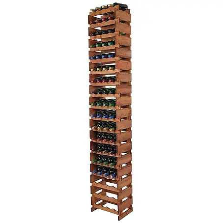 Weinregal VINOTECA FLEX PRO | HxBxT 247x46x28cm | 72 Flaschen auf 18 Ebenen | Massives Kiefernholz | Braun geölt