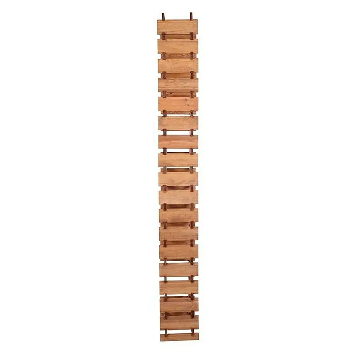 Proregal Flaschenregal Weinregal VINOTECA FLEX PRO für 72 Flaschen - L x B x H: 28 x 46 x 247 cm, Holz, Anzahl Böden: 18 Stk. - Ein Teakholz-Bademattenläufer, der durch dunkle Klammern verbunden ist, ideal für Badezimmer.