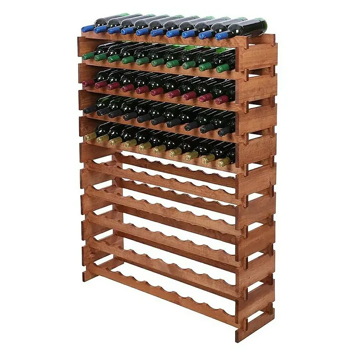 Proregal Flaschenregal Weinregal VINOTECA FLEX PRO für 100 Flaschen - L x B x H: 28 x 103 x 135 cm, Holz, Anzahl Böden: 10 Stk. - Holzregal für Weinflaschen, robust, freistehend mit mehreren Ablagen, ideal zur Weinlagerung im Haus oder im Weinkeller.