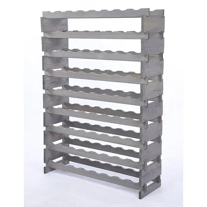 Proregal Flaschenregal Weinregal VINOTECA FLEX PRO für 72 Flaschen - L x B x H: 28 x 84 x 121 cm, Holz, Anzahl Böden: 9 Stk. - Graues Weinregal aus Holz mit mehreren Ablagen zur stilvollen Aufbewahrung von Weinflaschen.