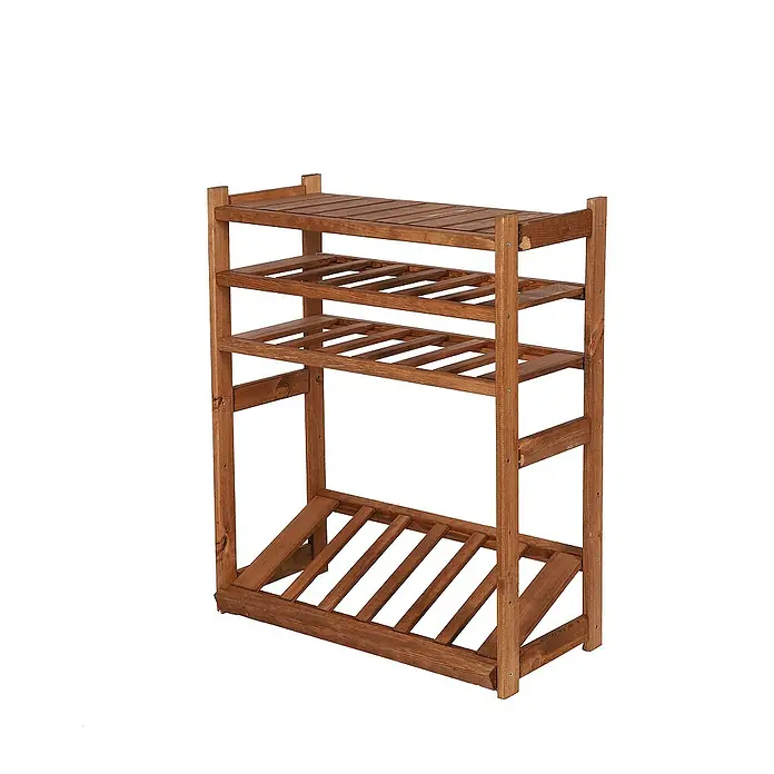 Proregal Flaschenregal & Weinregal SPREEWALD für 12 Flaschen - L x B x H: 33 x 70 x 86 cm, Holz - Braunes Holzregal mit vier Ablagen für Pflanzen, Schuhe oder andere Gegenstände.