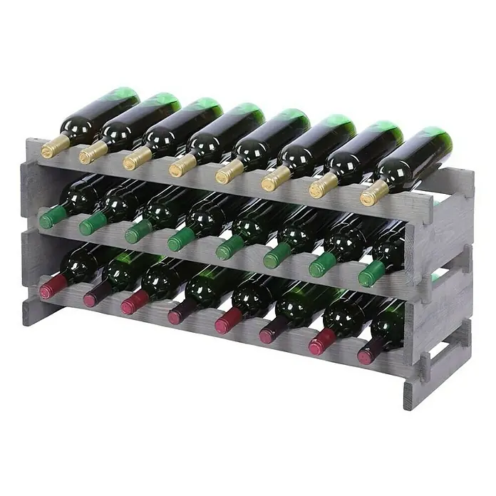 Proregal Flaschenregal Weinregal VINOTECA FLEX PRO für 24 Flaschen - L x B x H: 28 x 84 x 37 cm, Holz, Anzahl Böden: 3 Stk. - Weinregal aus Holz mit mehreren Flaschen Wein. Ideal zur stilvollen Aufbewahrung und Präsentation von Weinen, bietet dieses Regal Platz für viele Flaschen.