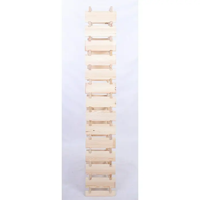 Proregal Flaschenregal Weinregal VINOTECA FLEX PRO für 112 Flaschen - L x B x H: 28 x 84 x 191 cm, Holz, Anzahl Böden: 14 Stk. - Aufnahme eines Regal-Bausatzes aus hellem Holz, bestehend aus mehreren horizontalen Brettern, die durch vertikale Stützen verbunden sind.