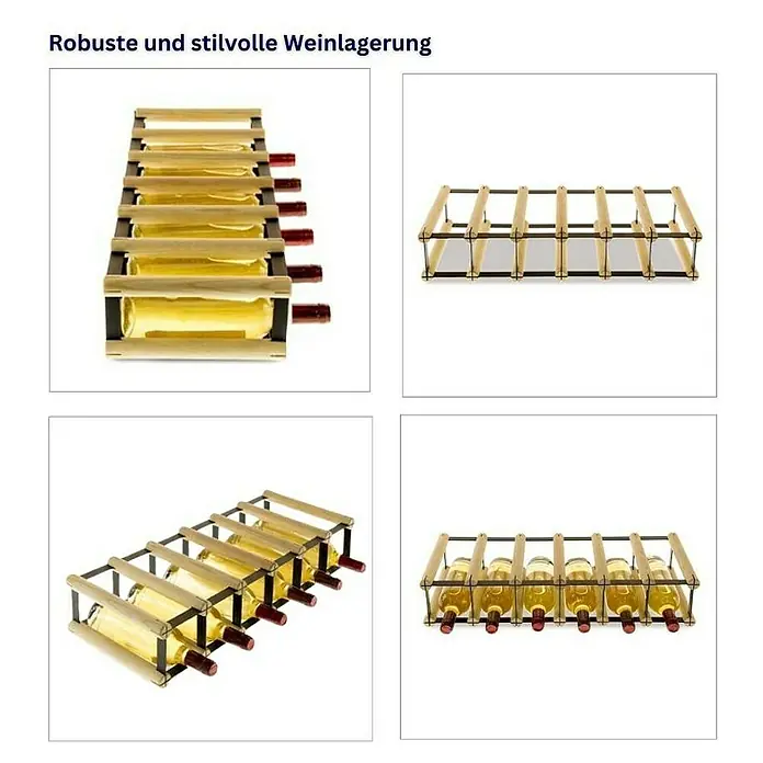 Proregal Flaschenregal Modulares Weinregal VINOTECA MOD METAL für 6x1 Flaschen - L x B x H: 24,5 x 62,5 x 12,5 cm, Holz - Weinlagerregal aus Holz, robust und stilvoll für die Lagerung von Weinflaschen. Ideal für Weinkenner.