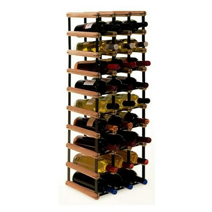Proregal Flaschenregal Modulares Weinregal VINOTECA MOD METAL für 3x9 Flaschen - L x B x H: 24,5 x 32,5 x 92,5 cm, Holz - Ein Weinständer aus Holz mit mehreren Flaschen Wein in verschiedenen Farben, ein elegantes und praktisches Möbelstück zur Aufbewahrung von Wein.