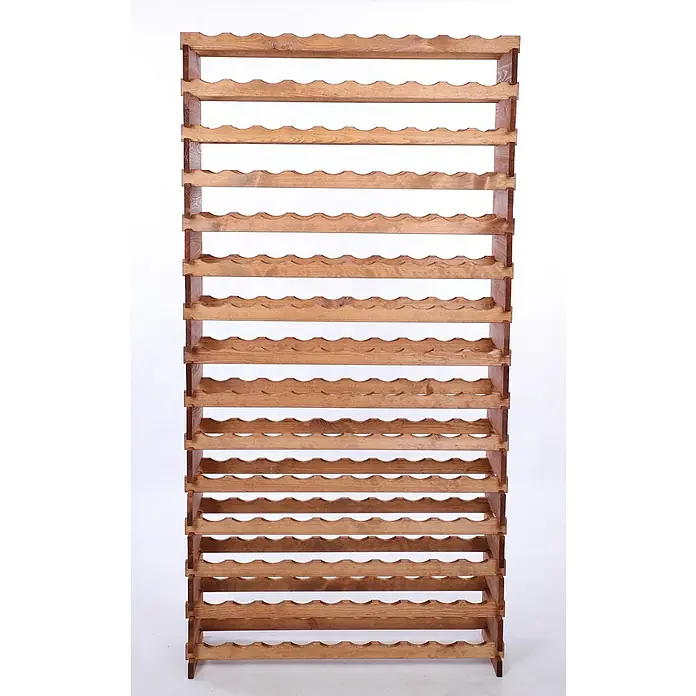 Proregal Flaschenregal Weinregal VINOTECA FLEX PRO für 150 Flaschen - L x B x H: 28 x 103 x 205 cm, Holz, Anzahl Böden: 15 Stk. - Ansicht eines hölzernen Weinregals mit mehreren Fächern zur Aufbewahrung von Flaschen. Rustikales Design für Weinsammler.