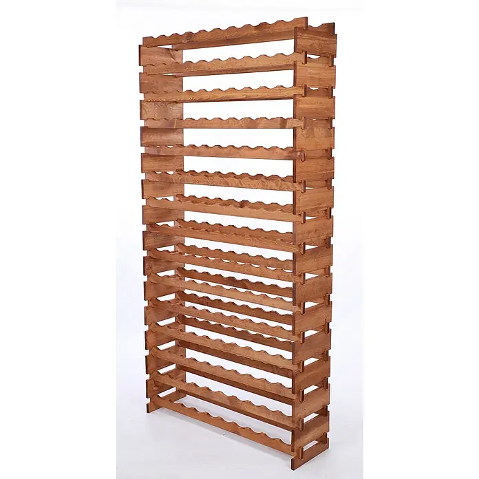 Proregal Flaschenregal Weinregal VINOTECA FLEX PRO für 150 Flaschen - L x B x H: 28 x 103 x 205 cm, Holz, Anzahl Böden: 15 Stk. - Dieses Bild zeigt ein hohes, freistehendes Weinregal aus Holz mit mehreren Reihen zur Aufbewahrung von Weinflaschen.