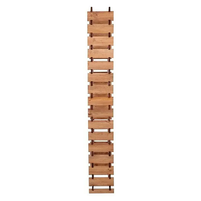 Proregal Flaschenregal Weinregal VINOTECA FLEX PRO für 96 Flaschen - L x B x H: 28 x 65 x 219 cm, Holz, Anzahl Böden: 16 Stk. - Holzregal mit rustikalem Design, bestehend aus horizontalen Holzlatten, die durch vertikale Streben verbunden sind. Die natürliche Holzmaserung ist sichtbar.