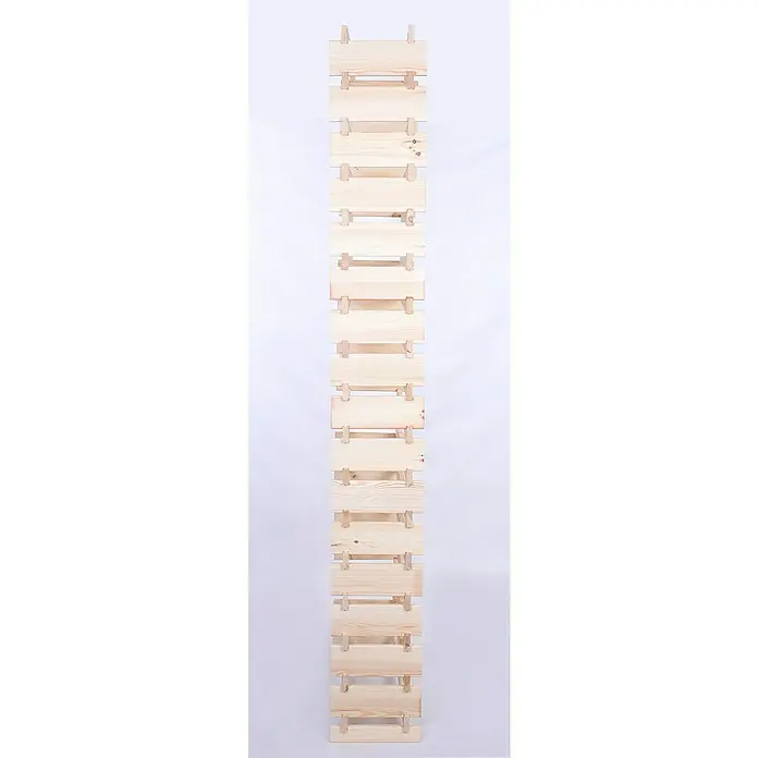 Proregal Flaschenregal Weinregal VINOTECA FLEX PRO für 136 Flaschen - L x B x H: 28 x 84 x 233 cm, Holz, Anzahl Böden: 17 Stk. - Aufnahme eines Regals aus hellem Holz mit mehreren Ebenen und Befestigungselementen.