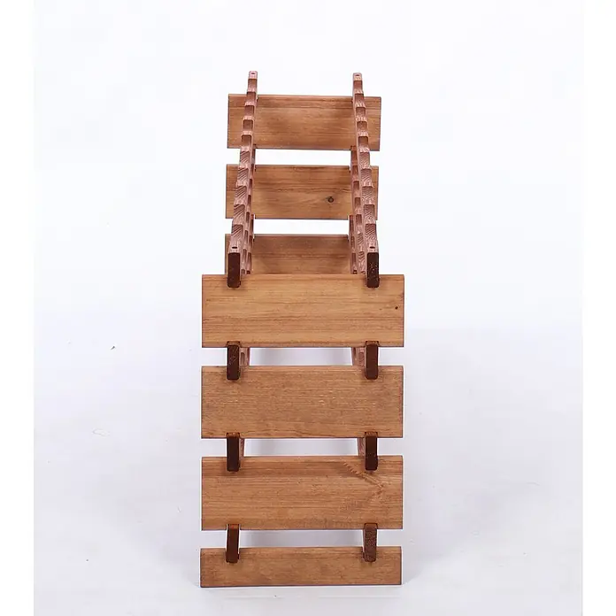 Proregal Flaschenregal Weinregal VINOTECA FLEX PRO für 40 Flaschen - L x B x H: 28 x 103 x 51 cm, Holz, Anzahl Böden: 4 Stk. - Frontansicht eines rustikalen Weinregals aus Holz, perfekt für die stilvolle Lagerung Ihrer Weinsammlung und als dekoratives Element.
