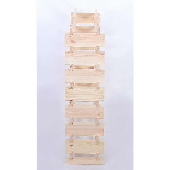 Proregal Flaschenregal Weinregal VINOTECA FLEX PRO für 96 Flaschen - L x B x H: 28 x 123 x 107 cm, Holz, Anzahl Böden: 8 Stk. - Ein langer, hölzerner Weinständer für sieben Flaschen, der eine rustikale und platzsparende Lösung für die Weinlagerung darstellt.