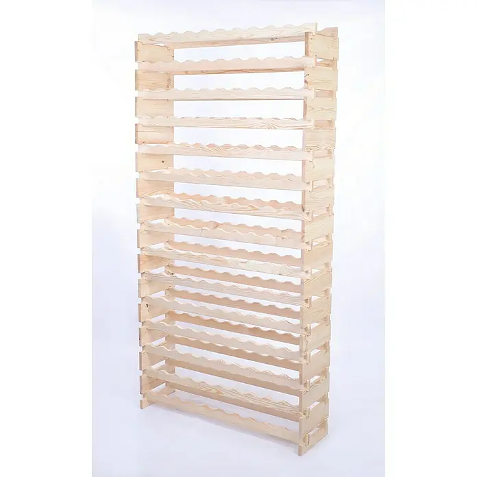 Proregal Flaschenregal Weinregal VINOTECA FLEX PRO für 150 Flaschen - L x B x H: 28 x 103 x 205 cm, Holz, Anzahl Böden: 15 Stk. - Ein unbehandeltes Holzweinregal mit gewelltem Design zur sicheren Aufbewahrung von Weinflaschen. Bietet viel Stauraum und ist ein Blickfang.