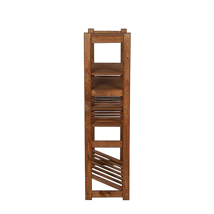 Proregal Flaschenregal & Weinregal SPREEWALD für 12 Flaschen - L x B x H: 33 x 70 x 124 cm, Holz - Braunes Holzregal mit mehreren Fächern unterschiedlicher Bauart für verschiedene Gegenstände.