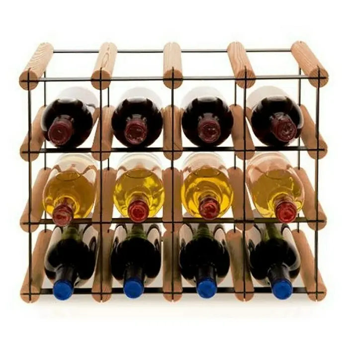 Proregal Flaschenregal Modulares Weinregal VINOTECA MOD METAL für 4x3 Flaschen - L x B x H: 24,5 x 42,5 x 32,5 cm, Holz - Weinregal mit zwölf Flaschen Wein, unterschiedliche Sorten und Farben. Schlichtes und praktisches Design.
