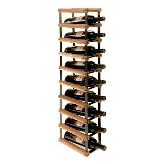Proregal Flaschenregal Modulares Weinregal VINOTECA MOD METAL für 1x9 Flaschen - L x B x H: 24,5 x 12,5 x 92,5 cm, Holz - Ein elegantes Weinregal aus Holz und Metall, gefüllt mit edlen Weinflaschen, die stilvoll präsentiert werden und zur Verkostung einladen.
