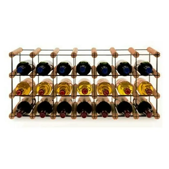 Proregal Flaschenregal Modulares Weinregal VINOTECA MOD METAL für 7x3 Flaschen - Holz - Weinregal mit gefüllten Weinflaschen. Praktisches und stilvolles Möbelstück zur Aufbewahrung und Präsentation von Wein in Ihrem Zuhause.