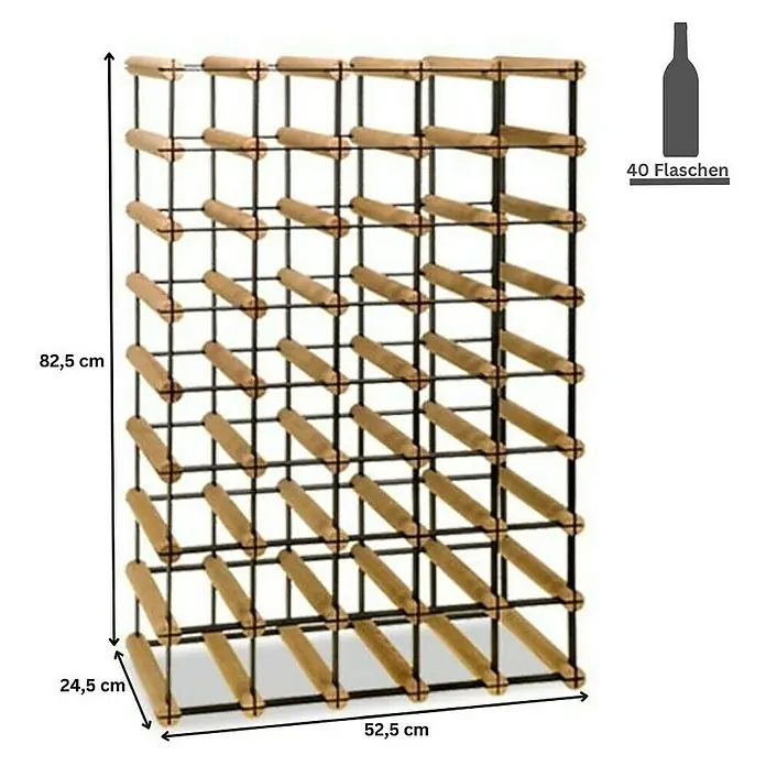 Proregal Flaschenregal Modulares Weinregal VINOTECA MOD METAL für 5x8 Flaschen - Holz - Weinregal aus Metall und Holz mit Platz für 40 Flaschen. Die Abmessungen sind 82,5 x 52,5 x 24,5 cm. Praktisch und stilvoll.