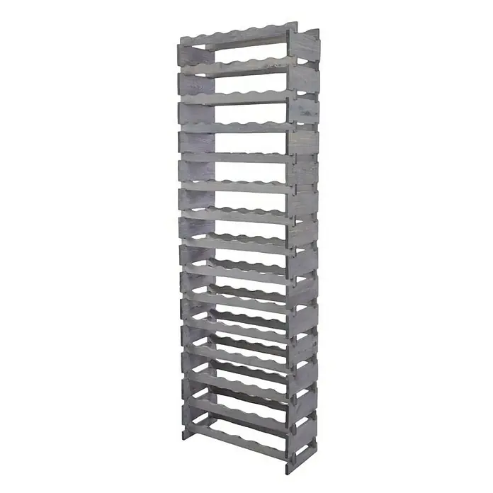 Proregal Flaschenregal Weinregal VINOTECA FLEX PRO für 90 Flaschen - L x B x H: 28 x 65 x 205 cm, Holz, Anzahl Böden: 15 Stk. - Eine graue, modulare Stapelablage aus Holz für Weinflaschen zur stilvollen Lagerung und Präsentation Ihrer Weinsammlung.