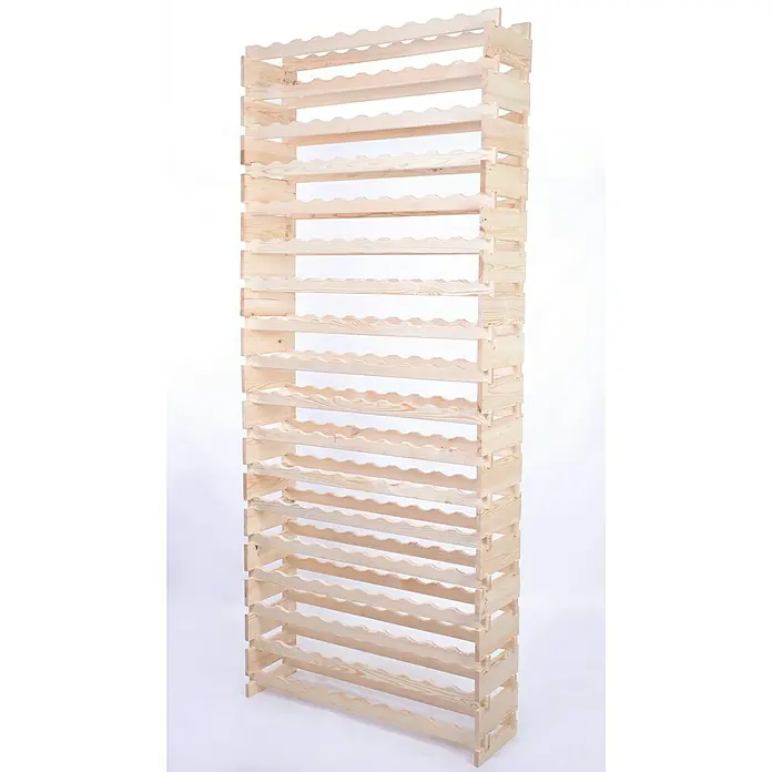 Proregal Flaschenregal Weinregal VINOTECA FLEX PRO für 180 Flaschen - L x B x H: 28 x 103 x 247 cm, Holz - Ein unbehandeltes, hölzernes Weinregal mit mehreren Ebenen zur Lagerung von Weinflaschen, ideal für Weinliebhaber und Sammler.