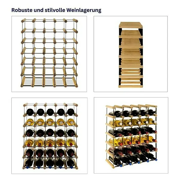 Proregal Flaschenregal Modulares Weinregal VINOTECA MOD METAL für 5x6 Flaschen - Holz - Weinlagerregal zur robusten und stilvollen Aufbewahrung. Das Regal ist aus Holz und Metall gefertigt und bietet Platz für viele Weinflaschen.