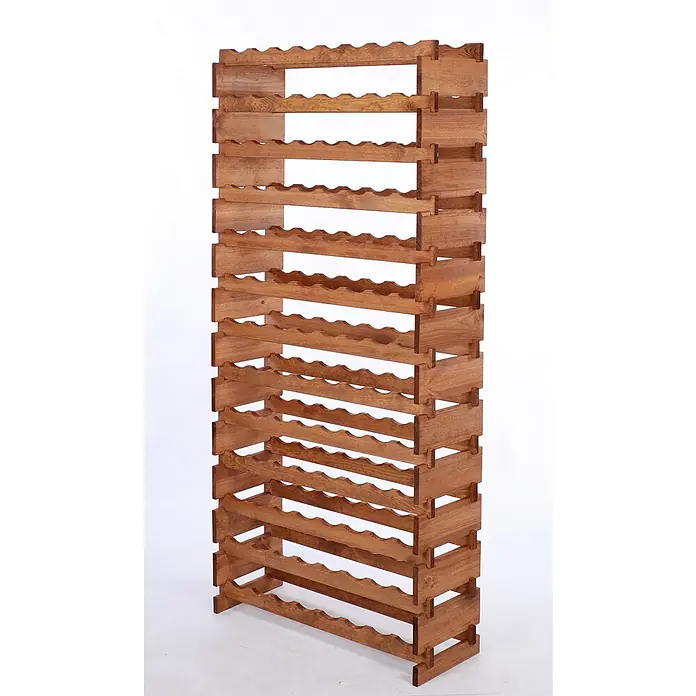 Proregal Flaschenregal Weinregal VINOTECA FLEX PRO für 104 Flaschen - L x B x H: 28 x 84 x 177 cm, Holz, Anzahl Böden: 13 Stk. - Ein hoher, brauner Holzweinständer mit mehreren Regalen zur Aufbewahrung von Weinflaschen, ideal für Weinliebhaber.