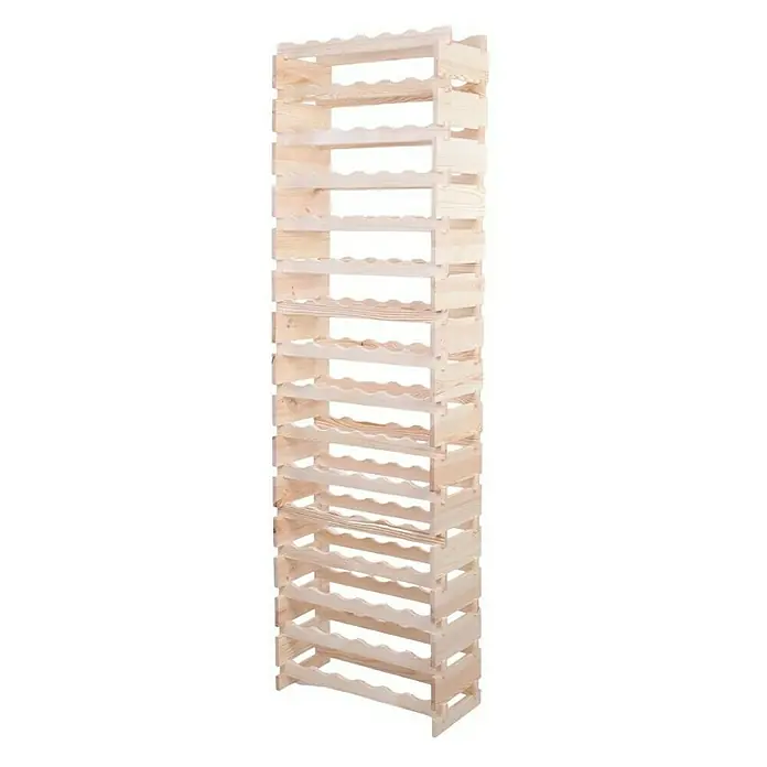 Proregal Flaschenregal Weinregal VINOTECA FLEX PRO für 96 Flaschen - Holz, Anzahl Böden: 16 Stk. - Holzfarbenes Weinregal aus Kiefernholz, das bis zu 18 Flaschen aufnehmen kann und eine elegante und praktische Lösung für die Weinlagerung bietet.
