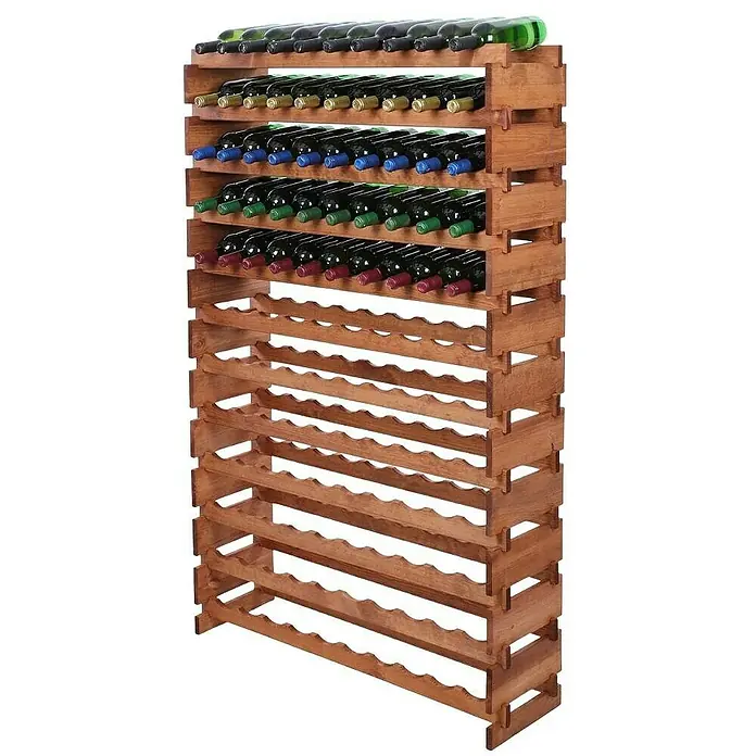 Proregal Flaschenregal Weinregal VINOTECA FLEX PRO für 120 Flaschen - L x B x H: 28 x 103 x 163 cm, Holz, Anzahl Böden: 12 Stk. - Weinregal aus Holz mit mehreren Etagen und Weinflaschen. Praktische und stilvolle Lösung zur Weinlagerung.