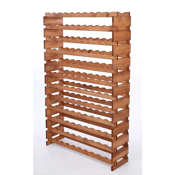 Proregal Flaschenregal Weinregal VINOTECA FLEX PRO für 120 Flaschen - L x B x H: 28 x 103 x 163 cm, Holz, Anzahl Böden: 12 Stk. - Dieses Bild zeigt ein hohes, hölzernes Weinregal mit mehreren Regalen, die jeweils für die Aufnahme von Weinflaschen ausgelegt sind. Es ist ideal für Weinliebhaber.