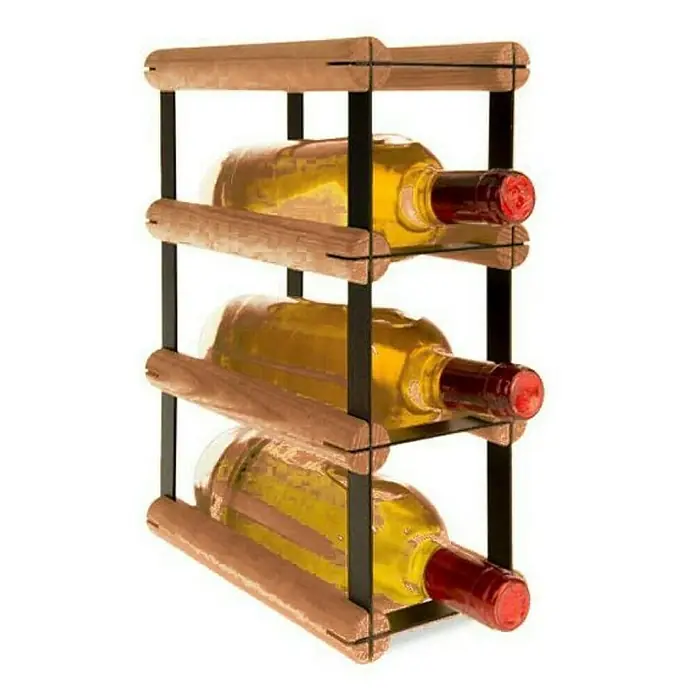 Proregal Flaschenregal Modulares Weinregal VINOTECA MOD METAL für 1x3 Flaschen - Holz - Weinflaschenregal aus Holz und Metall mit drei Flaschen Weißwein. Das Regal ist stabil und ein echter Hingucker.