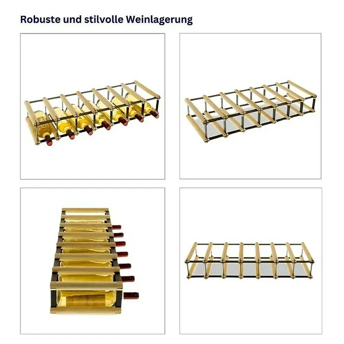 Proregal Flaschenregal Modulares Weinregal VINOTECA MOD METAL für 7x1 Flaschen - L x B x H: 24,5 x 72,5 x 12,5 cm, Holz - Robuste Weinlagerung mit einem stilvollen Weinregal aus Holz für 6 Flaschen, ideal für die Aufbewahrung edler Tropfen.