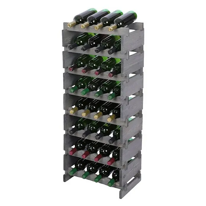 Proregal Flaschenregal Weinregal VINOTECA FLEX PRO für 32 Flaschen - L x B x H: 28 x 46 x 107 cm, Holz, Anzahl Böden: 8 Stk. - Weinregal aus Holz mit vielen Weinflaschen. Ideal zur Aufbewahrung und Präsentation von Weinen im Haus, Keller oder in der Bar.