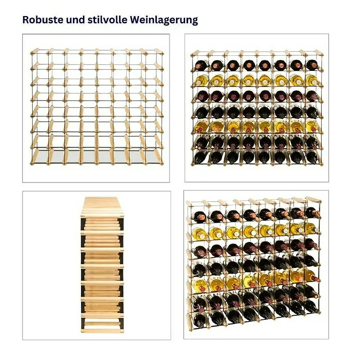 Proregal Flaschenregal Modulares Weinregal VINOTECA MOD METAL für 8x7 Flaschen - Holz - Robuste Weinregale für stilvolle Weinlagerung.\n