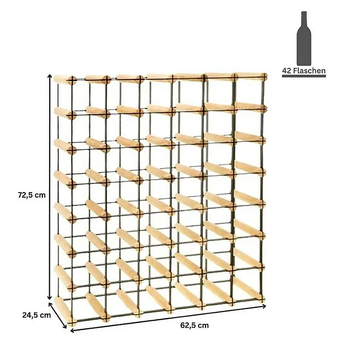 Proregal Flaschenregal Modulares Weinregal VINOTECA MOD METAL für 6x7 Flaschen - Holz - Weinregal aus Holz und Metall für 42 Flaschen mit den Maßen 72,5 x 62,5 x 24,5 cm.