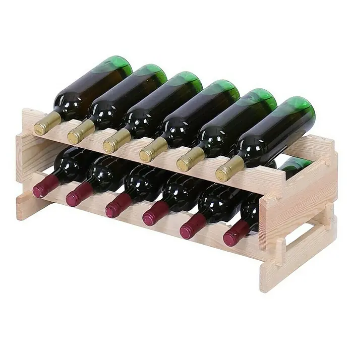 Proregal Flaschenregal Weinregal VINOTECA FLEX PRO für 12 Flaschen - L x B x H: 28 x 65 x 23 cm, Holz, Anzahl Böden: 2 Stk. - Holzweinregal mit zehn Weinflaschen. Das Regal ist aus hellem Holz gefertigt und bietet Platz für bis zu zehn Flaschen Wein.