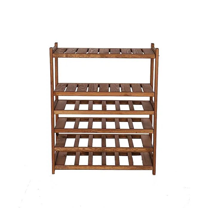 Proregal Flaschenregal Weinregal SPREEWALD für 24 Flaschen - L x B x H: 33 x 70 x 86 cm, Holz - Braunes Holzregal mit fünf Ebenen zur Aufbewahrung von Gegenständen, ideal für Flur oder Wohnzimmer. Rustikaler Stil.