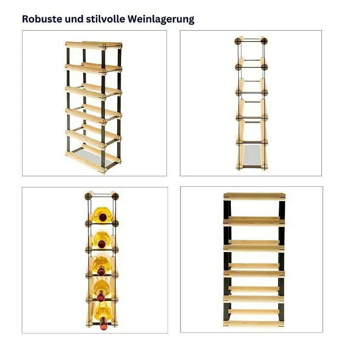 Proregal Flaschenregal Modulares Weinregal VINOTECA MOD METAL für 1x5 Flaschen - L x B x H: 24,5 x 12,5 x 52,5 cm, Holz - Robustes Weinregal aus Holz und Metall für stilvolle Weinlagerung.