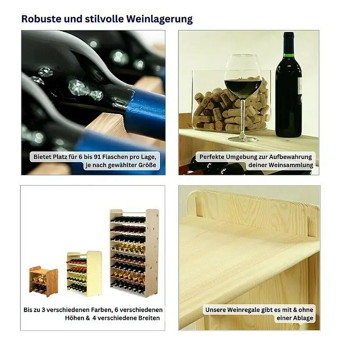 Proregal Flaschenregal Weinregal PINOTWINE C für 8 Flaschen - Holz - Weinregale in verschiedenen Größen und Ausführungen für die stilvolle Weinlagerung.